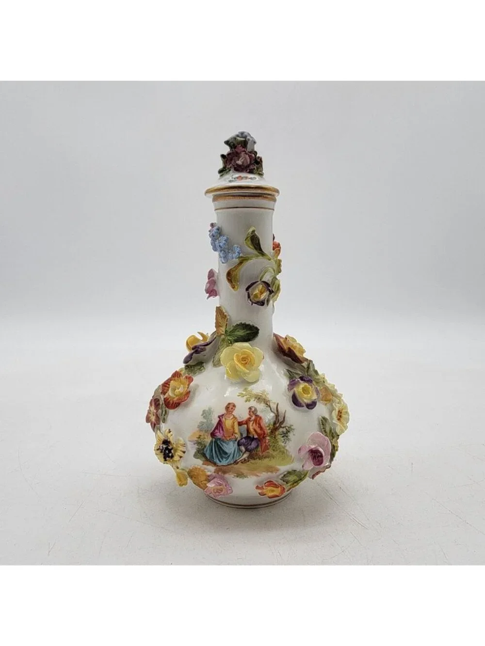 Set Of 2 Antique Meissen-Style Porcelain Covered Jar & Vase Carl Thieme Dresden